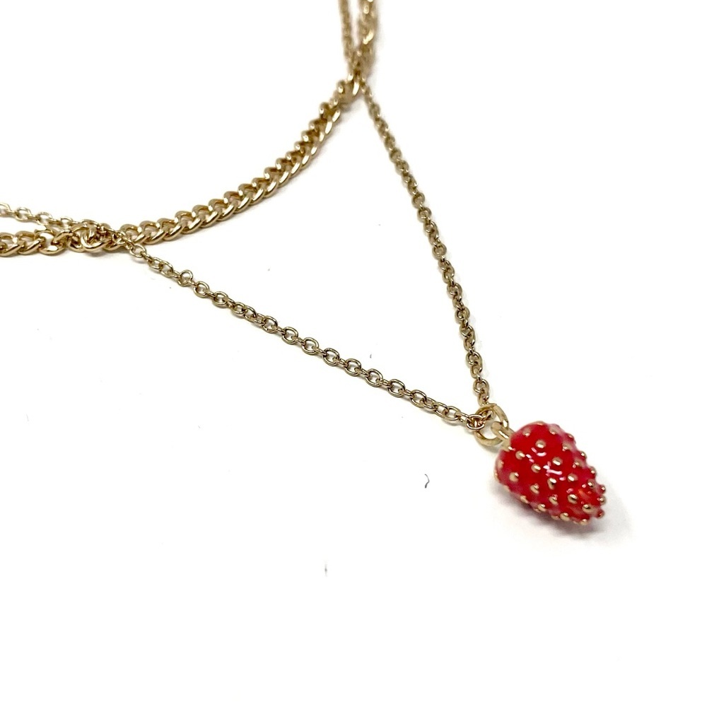 New Free People Strawberry Fields Layered Necklace Gold - Picture 2 of 5